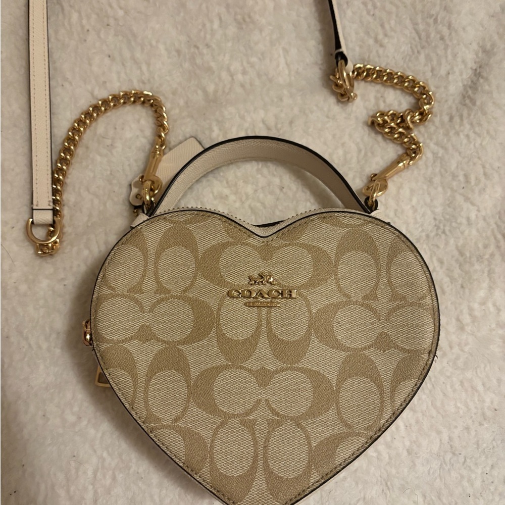 Coach Cream Heart Crossbody Bag with Signature Monogram